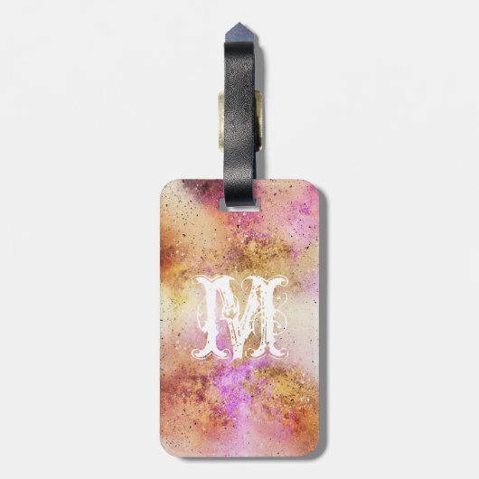Gold Pink Sky Watercolor Personalisiert Gepäckanhänger (Rückseite vertikal)