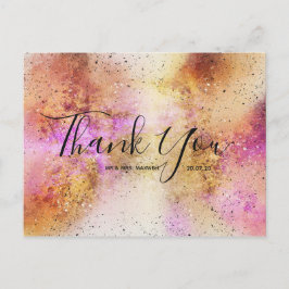 Gold Pink Sky Wedding Vielen Dank an Script Postca Postkarte