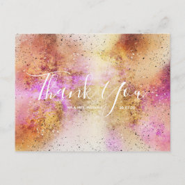 Gold Pink Sky Wedding Vielen Dank an Script Postca Postkarte