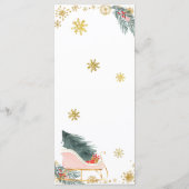 Gold Pink Sleigh Winter Snowflake Babydusche Menü Menükarte (Rückseite)