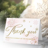 Gold Pink Snowflake Girl Babydusche Danke