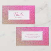 Gold Pink Sparkle Glitzer Nail Artist Visitenkarte (Vorne/Hinten)