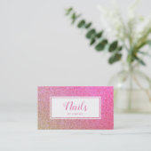 Gold Pink Sparkle Glitzer Nail Artist Visitenkarte (Stehend Vorderseite)