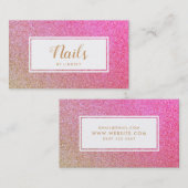 Gold Pink Sparkle Glitzer Nail Artist Visitenkarte (Vorne/Hinten)