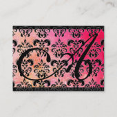 GOLD PINK SPARKLING DAMASK MONOGRAM, fuchsienblau Visitenkarte (Rückseite)