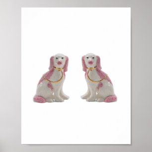 Gold Pink Staffordshire Hunde Print Art Poster