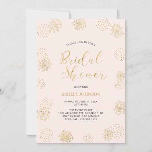 Gold & Pink Stilvolle Moderne Muster Brautparty I Einladung (Vorderseite)