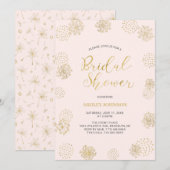 Gold & Pink Stilvolle Moderne Muster Brautparty I Einladung (Vorne/Hinten)