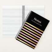 Gold & Pink Striped Notes Journal Custom Name Book Notizblock (Innen)