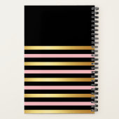 Gold & Pink Striped Notes Journal Custom Name Book Notizblock (Rückseite)