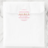 Gold Pink Stripes Merci Beaucoup Runder Aufkleber (Tasche)