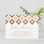 Gold Pink Südwest Blanket Baby Dusche Einladung (Stehend Vorderseite)