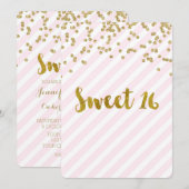 Gold Pink Sweet 16 Geburtstagsparty Einladungen (Vorne/Hinten)