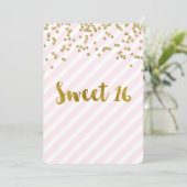 Gold Pink Sweet 16 Geburtstagsparty Einladungen (Stehend Vorderseite)