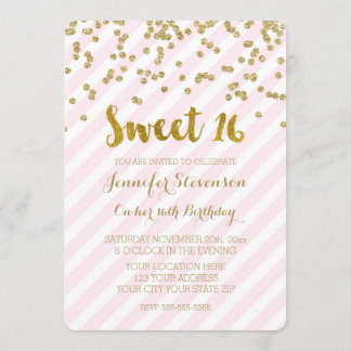Gold Pink Sweet 16 Geburtstagsparty Einladungen