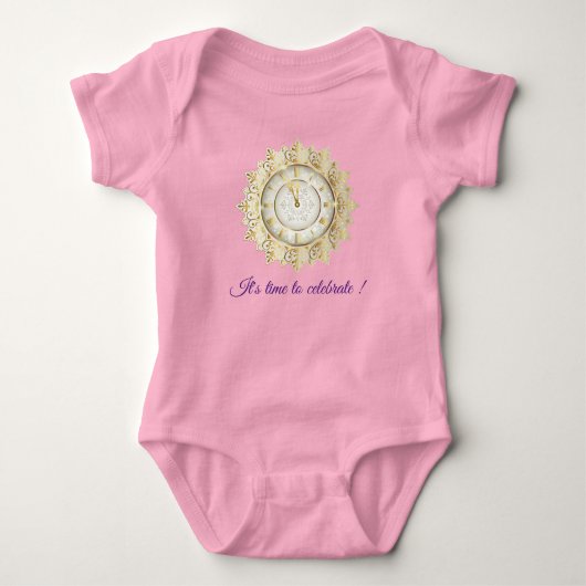 Gold Pink Time Baby Strampler (Vorderseite)