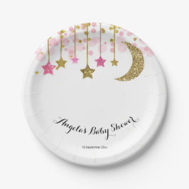 Gold Pink Tinkle Tinkle Baby Show Paper Plate Pappteller