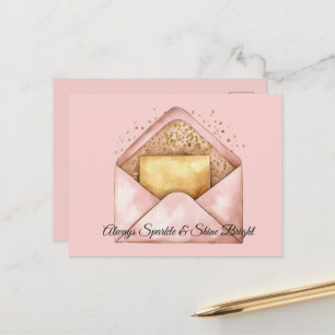Gold Pink Umschlag Funkeln Glanz Postkarte