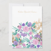Gold Pink Violet Floral Watercolor Kinderdusche Einladung (Rückseite)