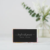 Gold Pink Watercolor Black Border Business Card Visitenkarte (Stehend Vorderseite)