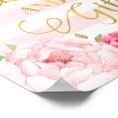 Gold Pink Watercolor Blumenkarten Schild (Ecke)