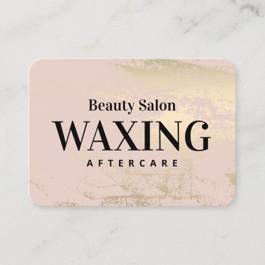 Gold Pink Waxing Aftercare Card Visitenkarte (Vorderseite)