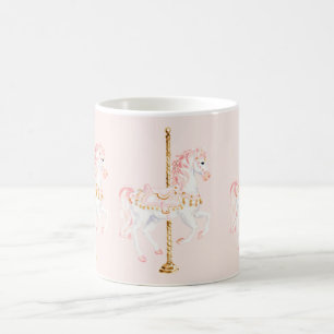 Gold Pink Weiß Karussellpferd Kaffeetasse