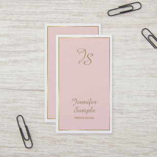 Gold Pink White Modern Monogram Trendy Luxe Visitenkarte