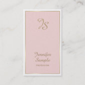 Gold Pink White Modern Monogram Trendy Luxe Visitenkarte (Vorderseite)