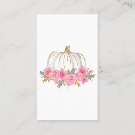 Gold Pink White Pumpkin Baby Diaper Raffelspiel Visitenkarte (Rückseite)