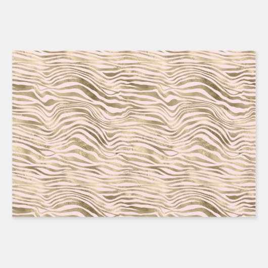 Gold Pink Zebra Animal Print Geschenkpapier Set (Vorderseite)