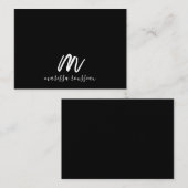 Gold Pinsel Anstrich Monogram Script Name Schwarz Mitteilungskarte (Vorne/Hinten)