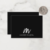 Gold Pinsel Anstrich Monogram Script Name Schwarz Mitteilungskarte (Vorderseite/Rückseite Beispiel)