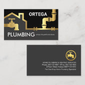 Gold Pipes Building Frame Plumber Service Visitenkarte (Vorne/Hinten)