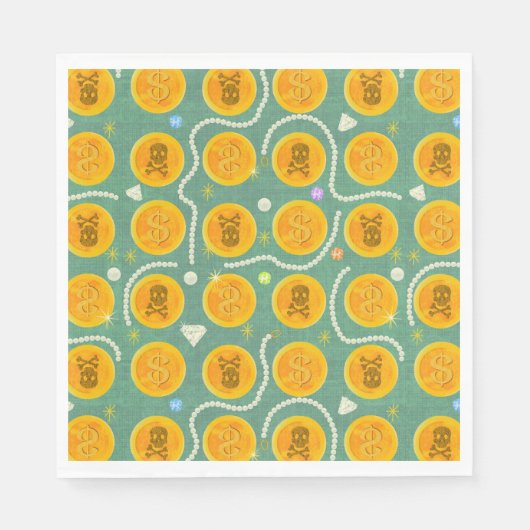 Gold Pirate Coins and Pearls Pattern Serviette (Vorderseite)