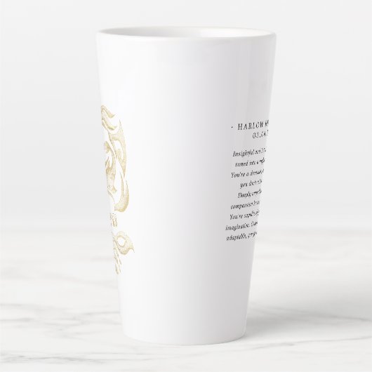 Gold Pisces Astrologie Zodiac-Zeichen | Monogramm Milchtasse (Vorderseite)