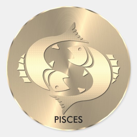 Gold Pisces ♓ Fisch - Zodiac-Zeichen Runder Aufkleber (Vorderseite)