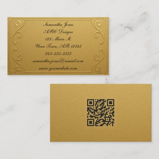 Gold Plaque QR Code Business Card Visitenkarte (Vorne/Hinten)