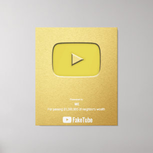 Gold Play Button FakeTube Leinwanddruck