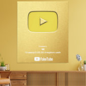 Gold Play Button FakeTube Leinwanddruck (Insitu (Wohnzimmer))