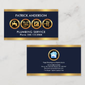 Gold Plumber Icons Border Plumbing Contractor Visitenkarte (Vorne/Hinten)