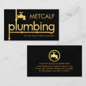 Gold Plumber Plumbing Pipeline Signage Visitenkarte (Vorne/Hinten)
