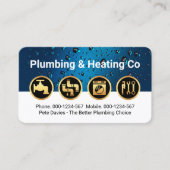 Gold Plumbing Icons on Waterdrop Layer Visitenkarte (Vorderseite)