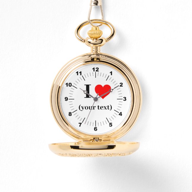 Gold Pocket Watch - Custom I Heart Armbanduhr (Vorderseite)