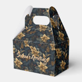 Gold Poinsettia & Blue Pine Pattern Geschenkschachtel (Vorderseite)