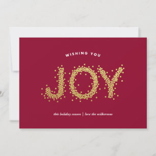 Gold Pointillism Shimmering Joy Holiday Card Feiertagskarte