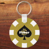 Gold Poker Chip Schlüsselanhänger (Vorderseite)