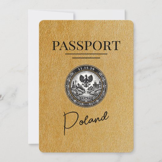 Gold Poland Passport Save the Date (Vorderseite)