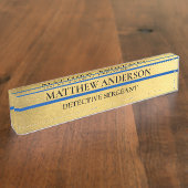 GOLD Police Sergeant Desk Namplate Thin Blue Line Namensplakette (Seite)