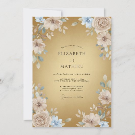 Gold Polierte Formale Hochzeit Einladung (Vorderseite)